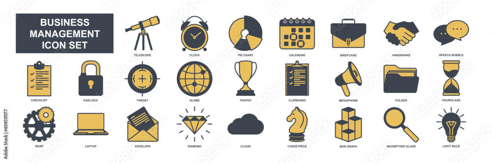 business management elements set icon symbol template for graphic and web design collection logo vector illustration
