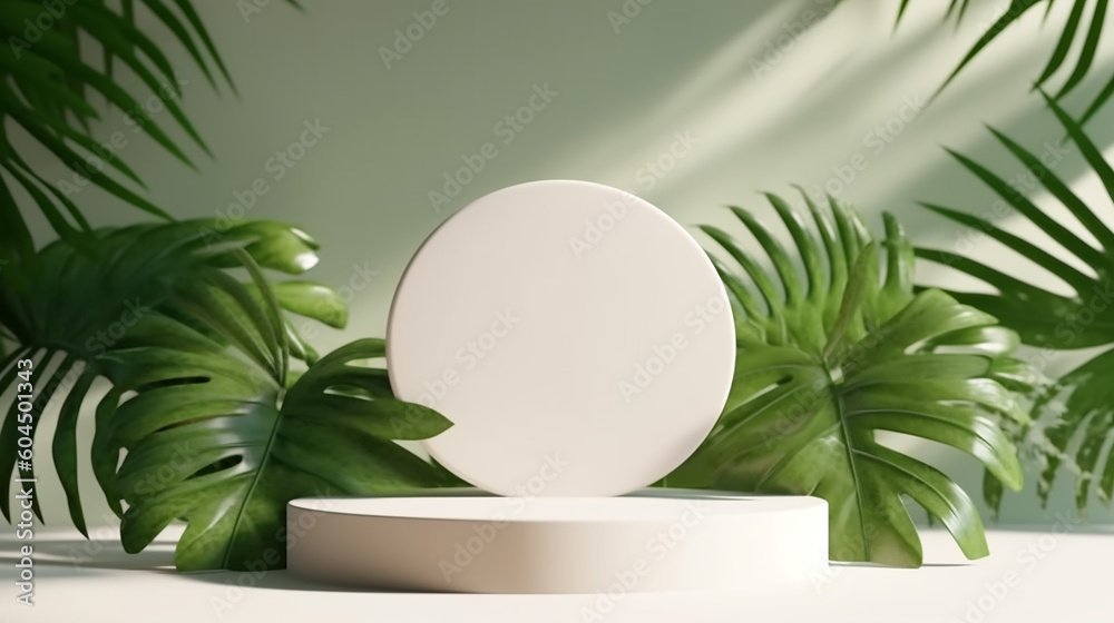 Round cream podium green tropical pal Round cream podium green tropical pal