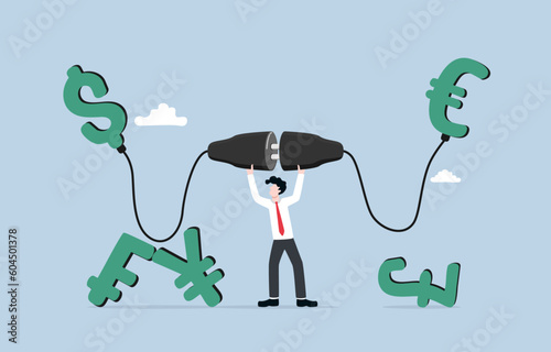 Major currency pair for forex trading, speculation of currencies, finance and investment concept, Businessman connecting currency sign with another one.