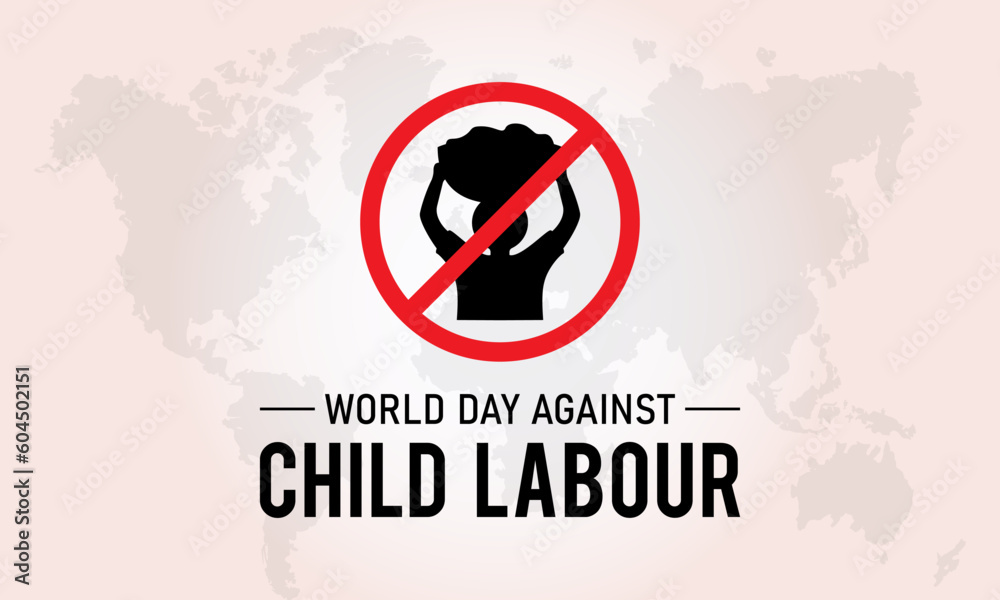 World day against child labour is observed every year in june 12. Vector template for banner, greeting card, poster with background. Vector illustration.