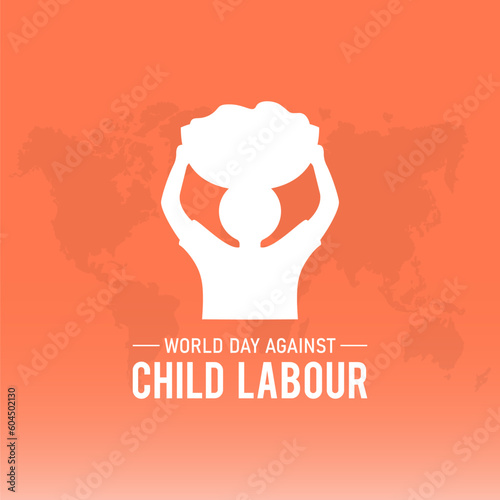 World day against child labour is observed every year in june 12. Vector template for banner, greeting card, poster with background. Vector illustration.