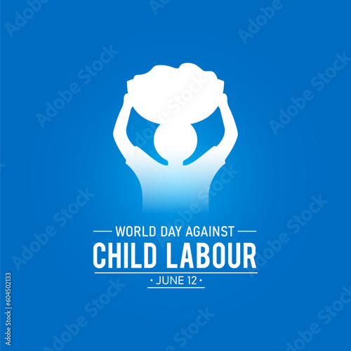 World day against child labour is observed every year in june 12. Vector template for banner, greeting card, poster with background. Vector illustration.