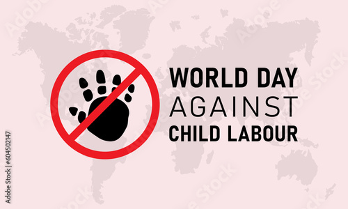 World day against child labour is observed every year in june 12. Vector template for banner, greeting card, poster with background. Vector illustration.