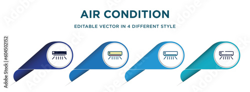air condition icon in 4 different styles such as filled, color, glyph, colorful, lineal color. set of vector for web, mobile, ui
