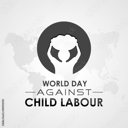 World day against child labour is observed every year in june 12. Vector template for banner, greeting card, poster with background. Vector illustration.