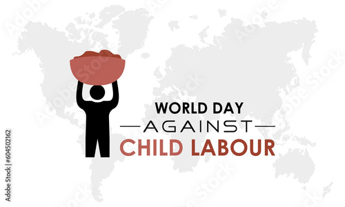 World day against child labour is observed every year in june 12. Vector template for banner, greeting card, poster with background. Vector illustration.