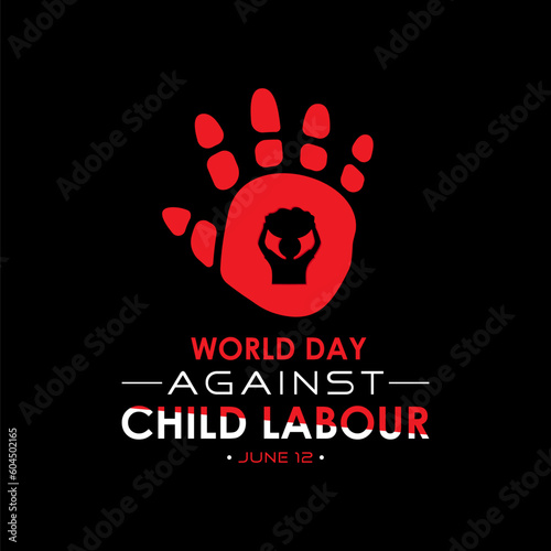 World day against child labour is observed every year in june 12. Vector template for banner, greeting card, poster with background. Vector illustration.