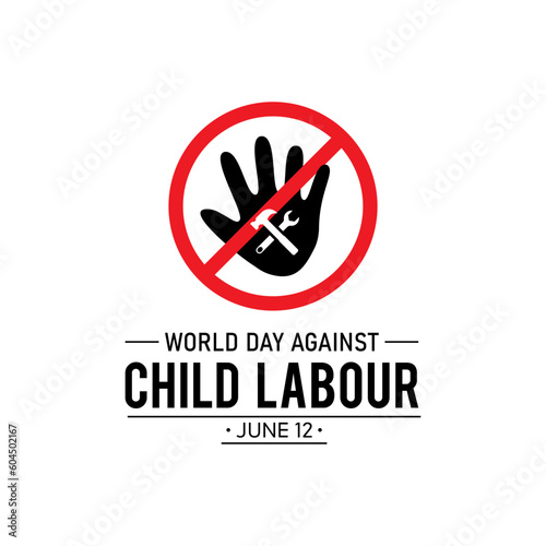World day against child labour is observed every year in june 12. Vector template for banner, greeting card, poster with background. Vector illustration.