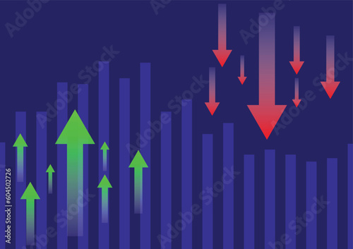 Green arrow up and red down arrow. Stock exchange concept show about profit and loss trading of trader. vector illustration.