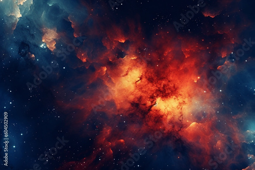Red Nebula Galaxy Stars  Cosmic background  Generative AI