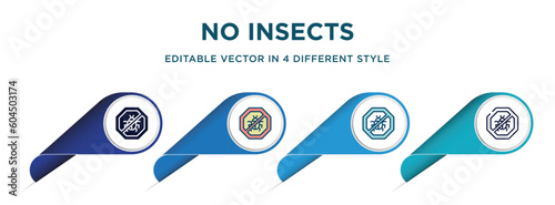 no insects icon in 4 different styles such as filled, color, glyph, colorful, lineal color. set of vector for web, mobile, ui