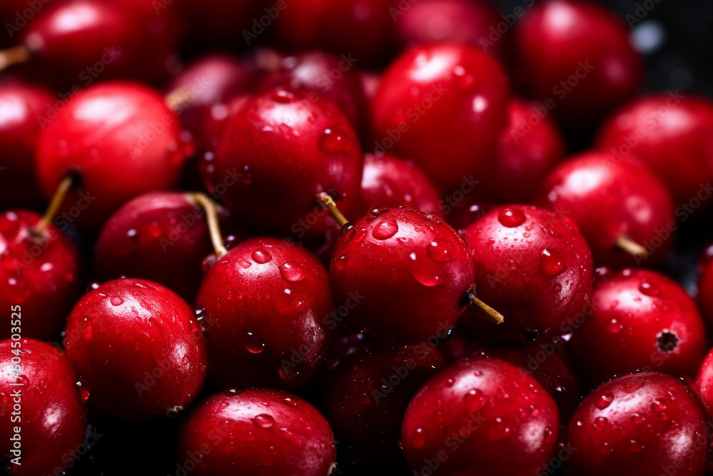 A background photo of Cranberries, Cranberries Pattern Background, Generative AI A background photo of Cranberries, Cranberries Pattern Background, Generative AI