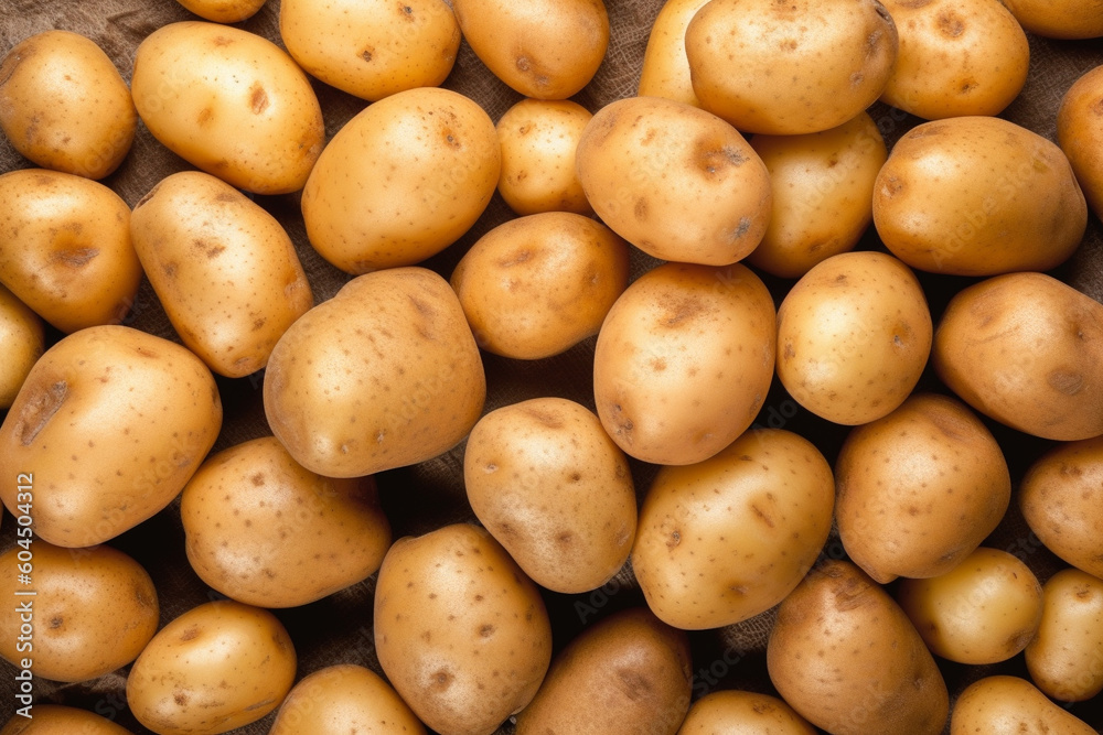 A background photo of Potatoes, Potatoes Pattern Background, Generative AI A background photo of Potatoes, Potatoes Pattern Background, Generative AI