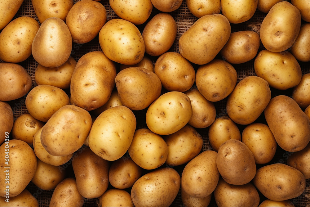 A background photo of Potatoes, Potatoes Pattern Background, Generative AI A background photo of Potatoes, Potatoes Pattern Background, Generative AI