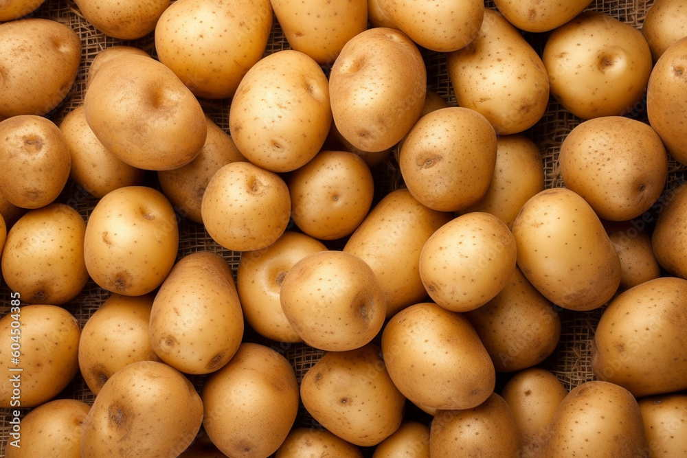 A background photo of Potatoes, Potatoes Pattern Background, Generative AI A background photo of Potatoes, Potatoes Pattern Background, Generative AI