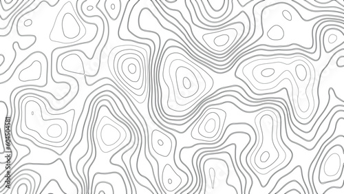 Topographic line contour map background. Elevation graphic contour height lines. Vintage outdoors style. Black on white contours vector topography stylized height of the lines. 