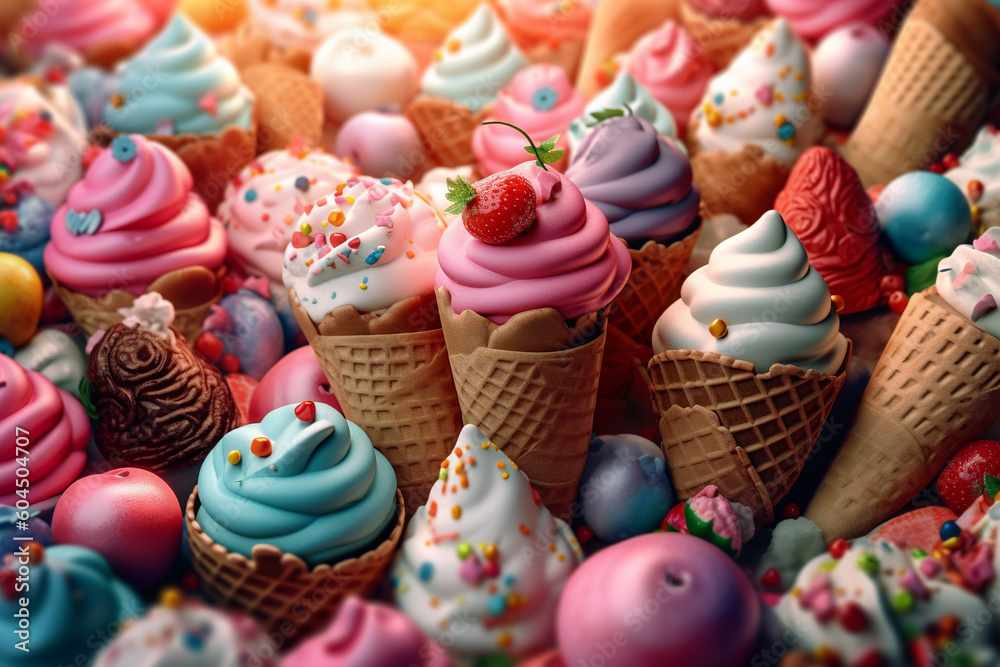 A background photo of delicious ice cream, Generative AI