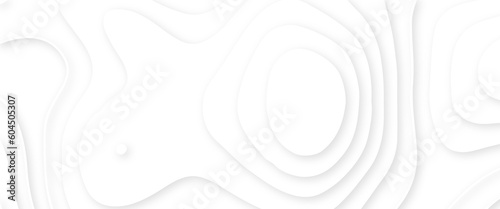 White paper cut background. Abstract realistic papercut decoration textured with wavy layers. Topography map concept. Vector illustration