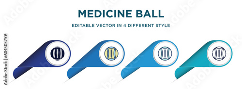 medicine ball icon in 4 different styles such as filled, color, glyph, colorful, lineal color. set of vector for web, mobile, ui