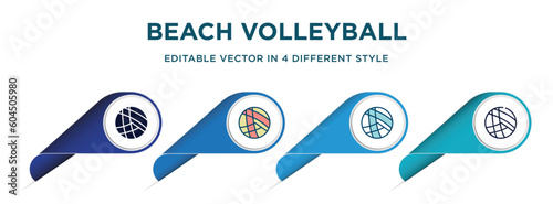 beach volleyball icon in 4 different styles such as filled, color, glyph, colorful, lineal color. set of vector for web, mobile, ui