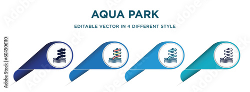 aqua park icon in 4 different styles such as filled, color, glyph, colorful, lineal color. set of vector for web, mobile, ui photo