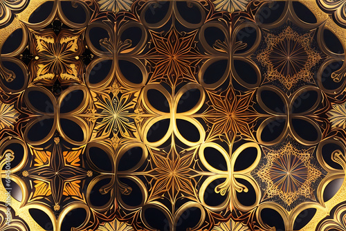 seamless pattern with golden shapes