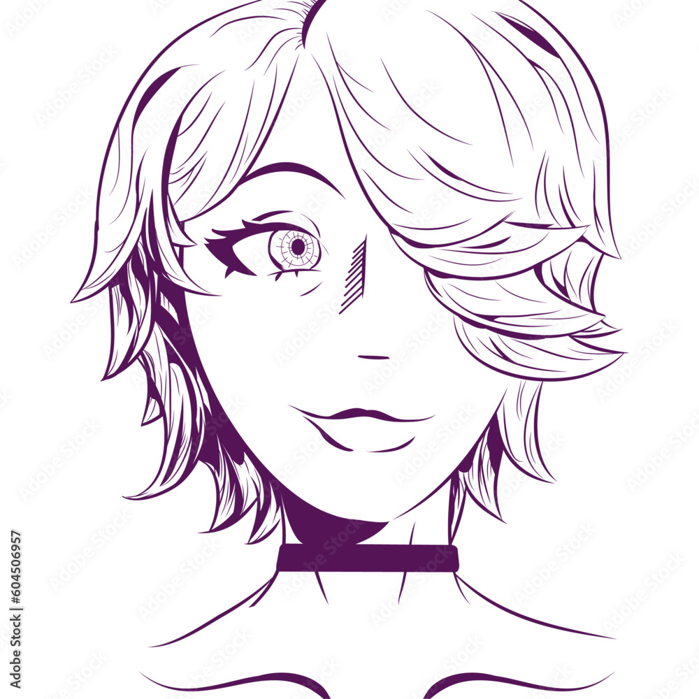 lineart illustration of the face of a female character anime style lineart illustration of the face of a female character anime style