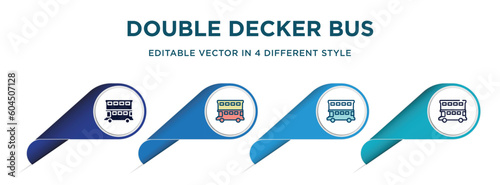 double decker bus icon in 4 different styles such as filled, color, glyph, colorful, lineal color. set of vector for web, mobile, ui