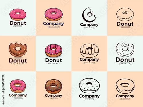 Best Unique Different Logos For A Donut Shop, And Collection Set. Premium Elements With Colorful. And Unique Vector. Donuts Icon Food With White Background.
