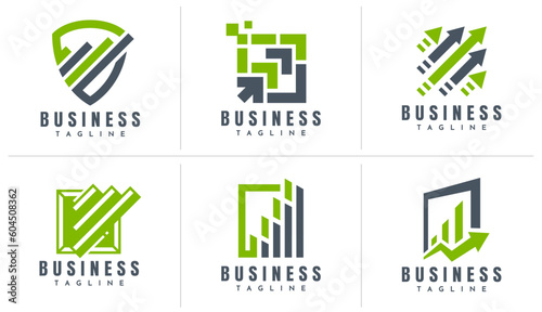 Minimalist line abstract financial bar logo design