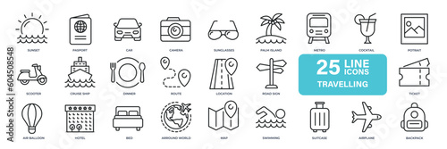 Travel thin line icons. Editable stroke. For website marketing design, logo, app, template, ui, etc. Vector illustration.