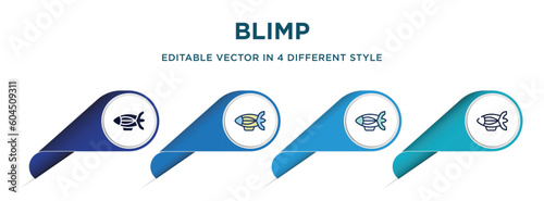 blimp icon in 4 different styles such as filled, color, glyph, colorful, lineal color. set of vector for web, mobile, ui
