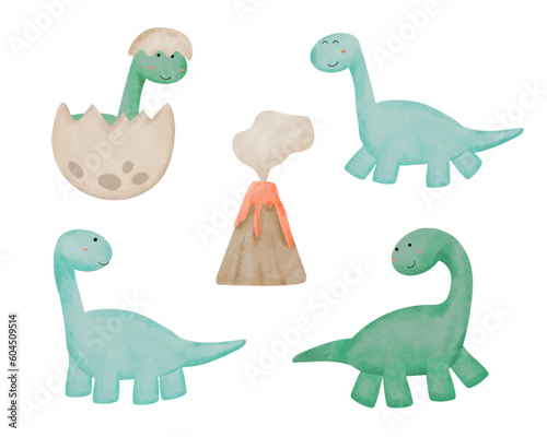 Water color cartoon animal set for stickers and emoji avatars of tropical and forest characters isolated on white background.