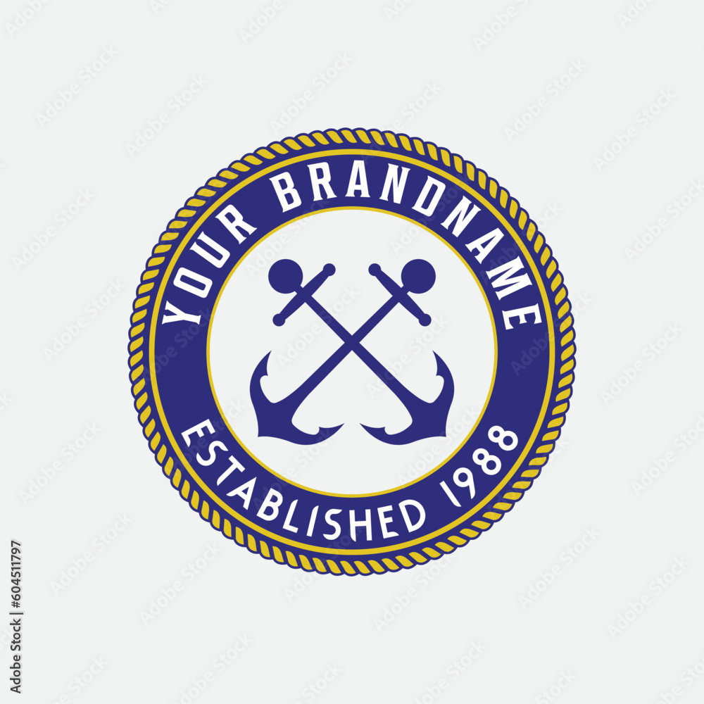 anchor logo with Marine retro emblems logo vector illustration anchor logo with Marine retro emblems logo vector illustration