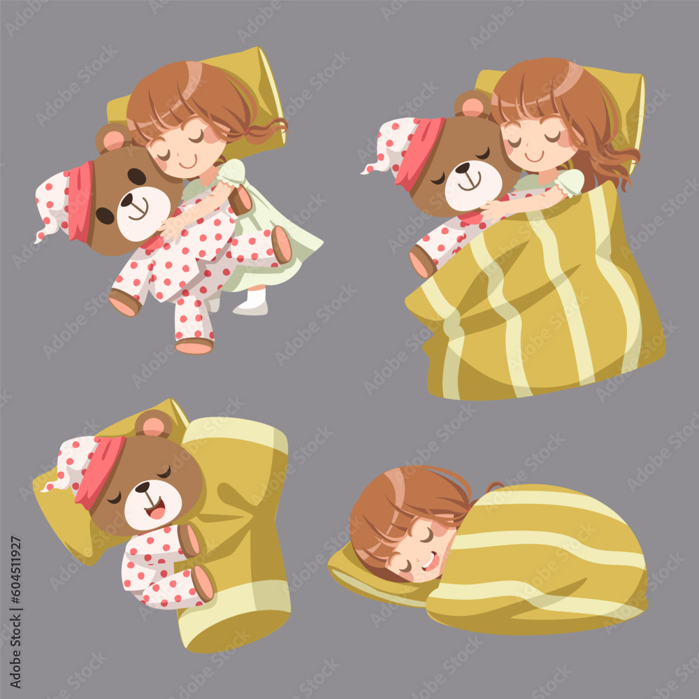 Vector cartoon illustration sleeping concept. Adequate sleep is the best rest. Vector cartoon illustration sleeping concept. Adequate sleep is the best rest.