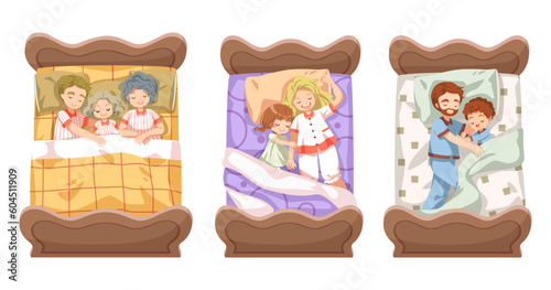 Fototapeta Naklejka Na Ścianę i Meble -  Vector cartoon illustration sleeping concept. Adequate sleep is the best rest.