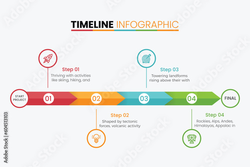 Business abstract concept timeline arrows. Infographic timeline template business concept with 4 options for your presentation.