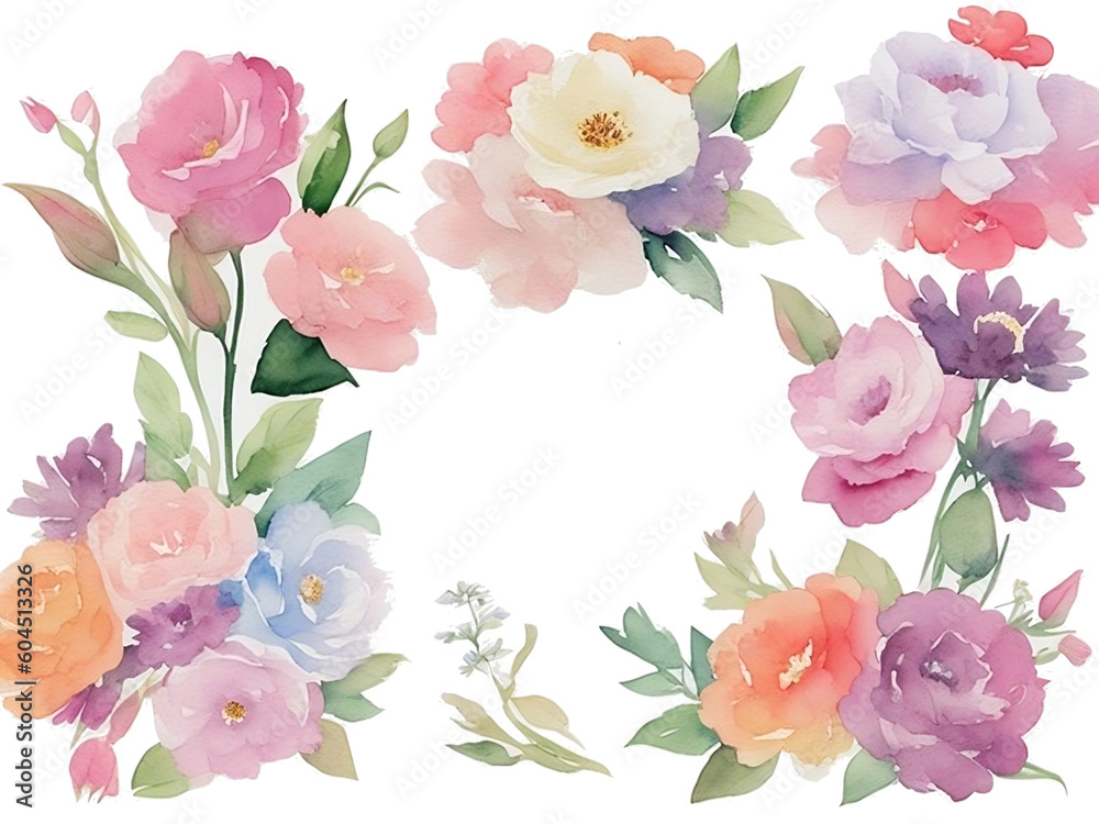 Watercolor flower frame