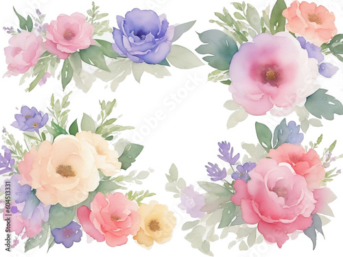 Watercolor flower frame