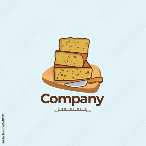 Sopa Paraguaya Cake Food Illustration Vector Logo Template. Foods Delicious Taste Design And Cook. Premium Vector Logo With 3D Style Cake And Plate Design And Restaurant Paraguaya Cake Logo Design.