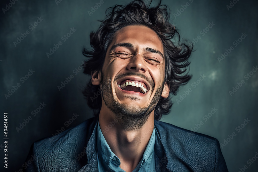 Ein Mann lacht herzlich KI