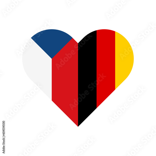 unity concept. heart shape icon of czech republic and germany flags. vector illustration isolated on white background