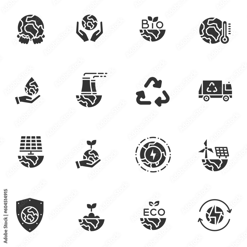 World Environment Day icon set. Nature Renewable Energy Icons. Eco ...