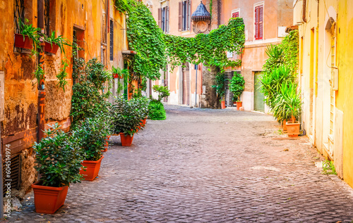 Fototapeta Naklejka Na Ścianę i Meble -  street in Trastevere, Rome, Italy