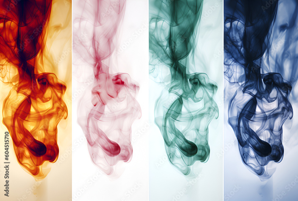 colorful smoke isolated on white