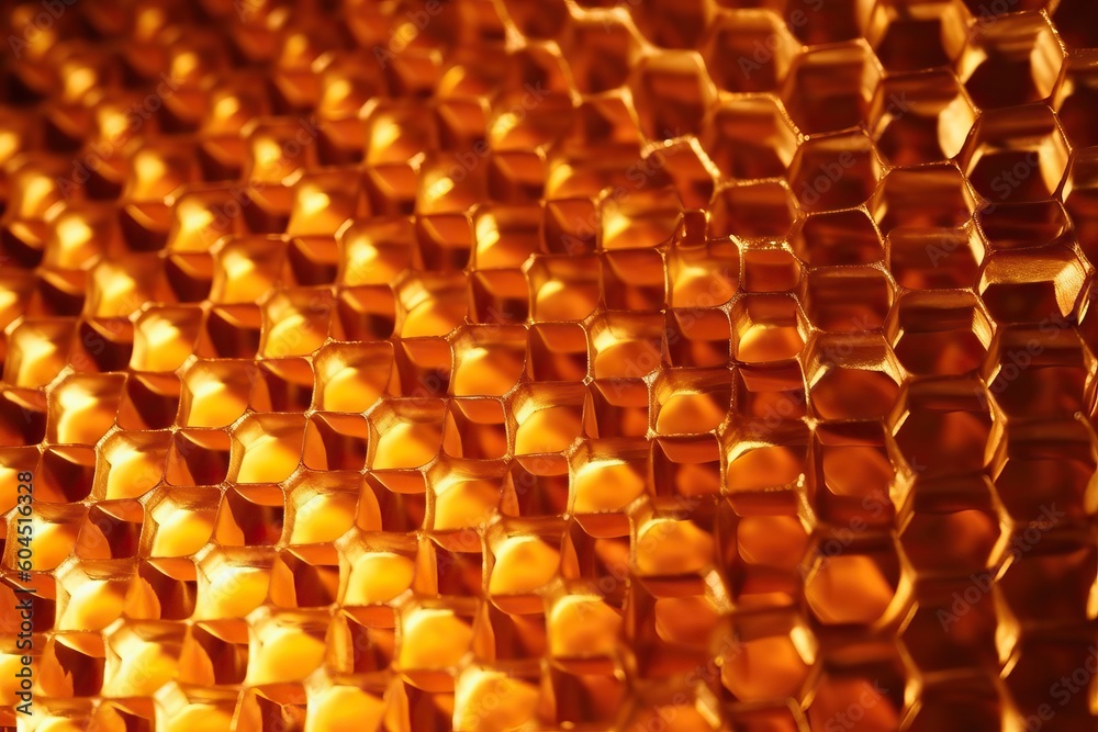 Golden honeycomb full of delicious honey, generative ai
