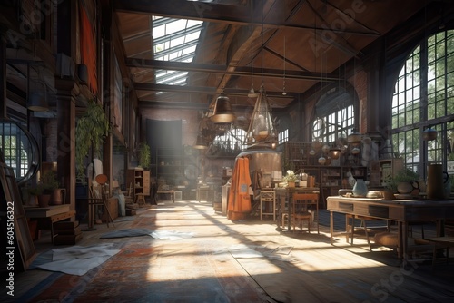 Industrial retro interior w...
