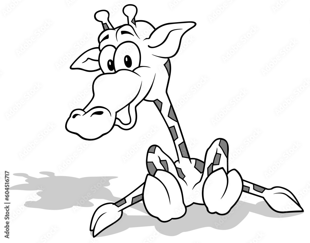 Drawing of a Giraffe Sitting on the Ground Drawing of a Giraffe Sitting on the Ground