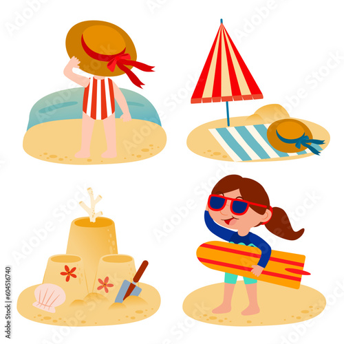A woman Surfer on a sandy beach, She wear sunglasses and carrying surfboard.
