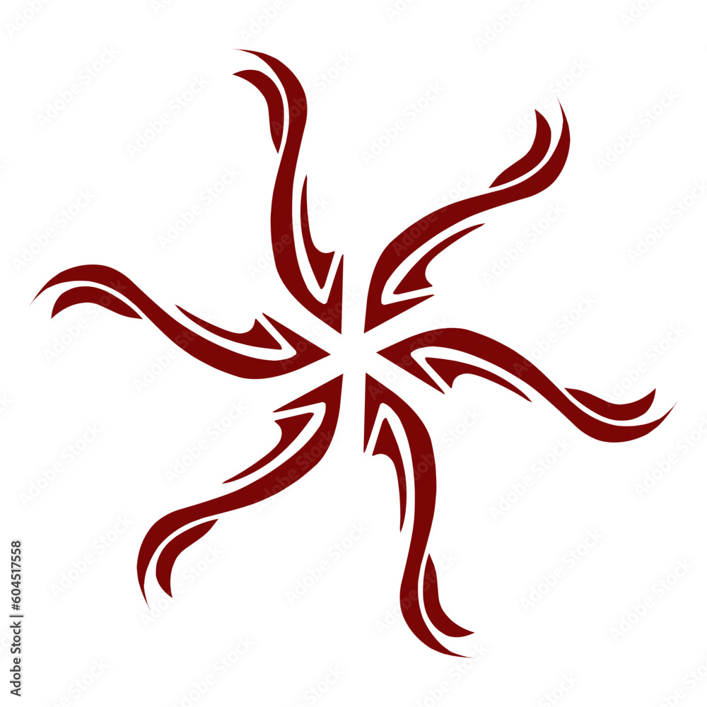 Obraz premium Maroon color tribal design illustration. Perfect for tattoos, stickers, icons, logos, hats, wallpaper elements